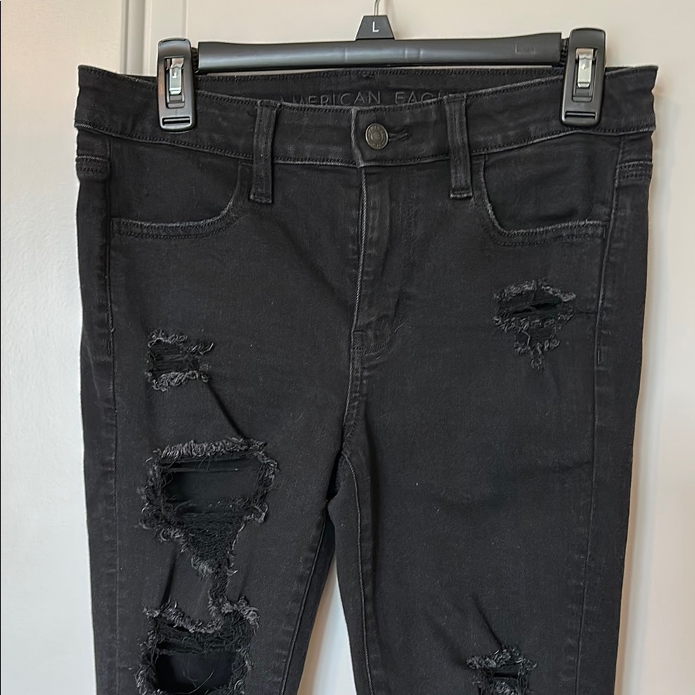 American Eagle Outfitters Black Skinny Distressed Jeans